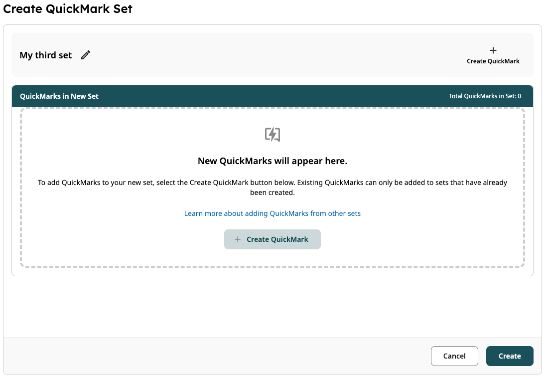 Next button at the bottom of the QuickMark creation wizard