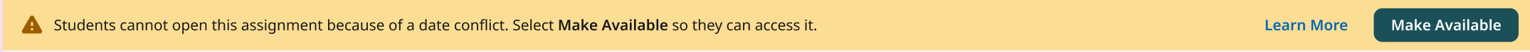 Availability banner showing the Make Available button